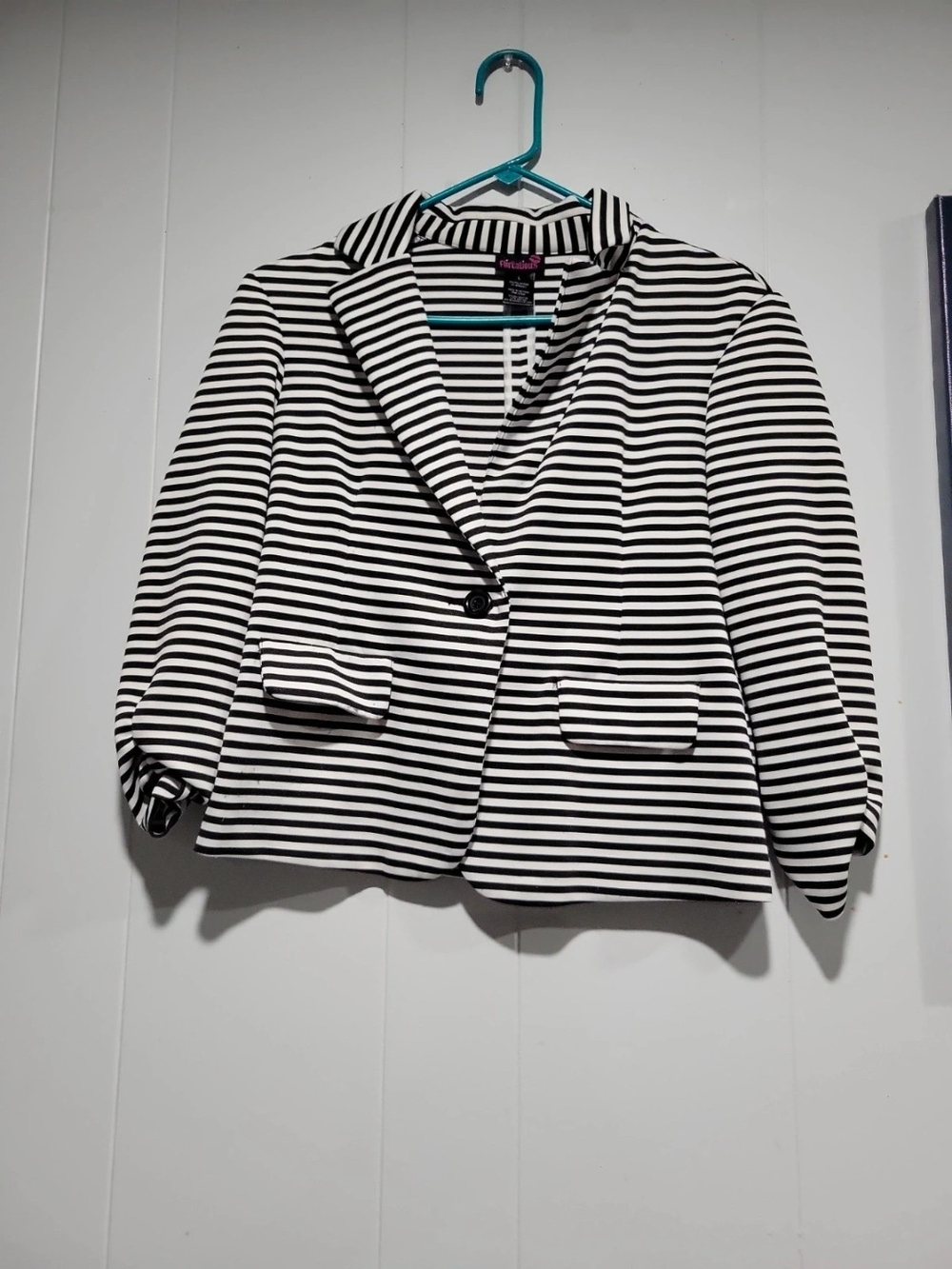 Striped Black & White Blazer - Petite